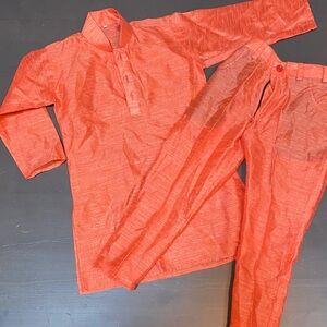 Kids Orange Kurta Pajama Set
